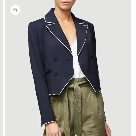 FRAME Piped Cropped Blazer - Picture 2 of 8